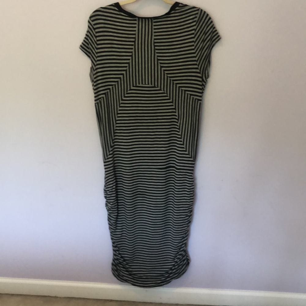 Athleta Short Sleeved Gray White Stripped  dress - Picture 5 of 8